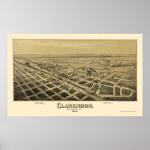 Poster Clarendon, TX Carte panoramique - 1890