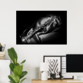 Poster clarinette antique vie morte, B&W (Bureau à domicile)