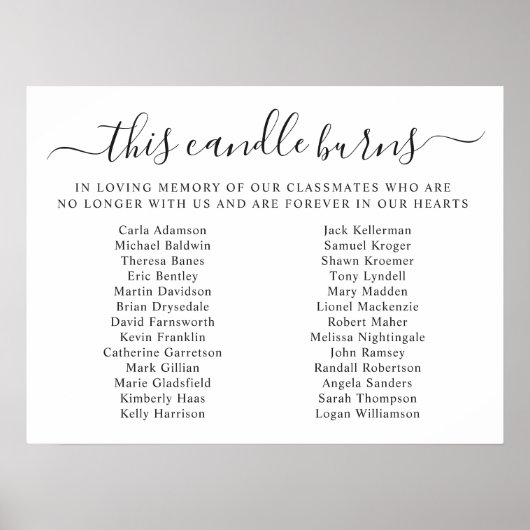 Poster Class Reunion In Memory This Candle Burns (Devant)