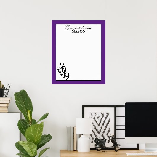 Poster Classe de 2019 Graduation Purple Autograph Keepsak (Bureau à domicile)