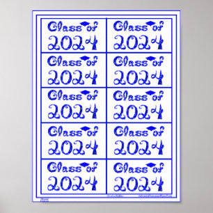 Poster Classe de 2024 Blue Parties scintillant Shiny Fabr