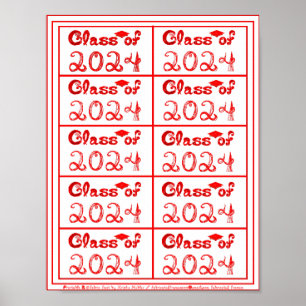 Poster Classe de 2024 Red Parties scintillant Shiny Fabri