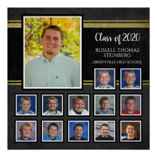 Poster Classe de diplôme de 2020 K-12 Photos Black & Gold