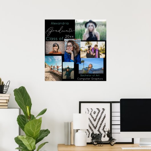 Poster Classe de diplôme de collage photo personnalisé 2 (Bureau à domicile)