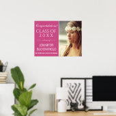 Poster Classe de graduation Pink White Photo Moderne DE 2 (Bureau à domicile)