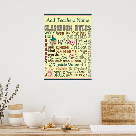 Poster Classe d'enseignant Règle de la chambre Ajouter un (Cuisine)