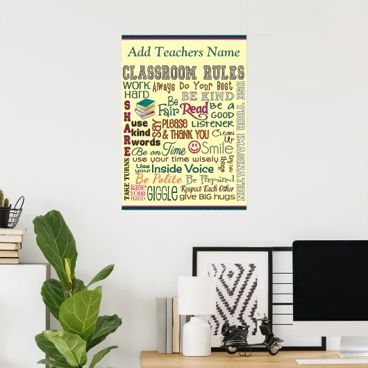 Poster Classe d'enseignant Règle de la chambre Ajouter un (Bureau à domicile)