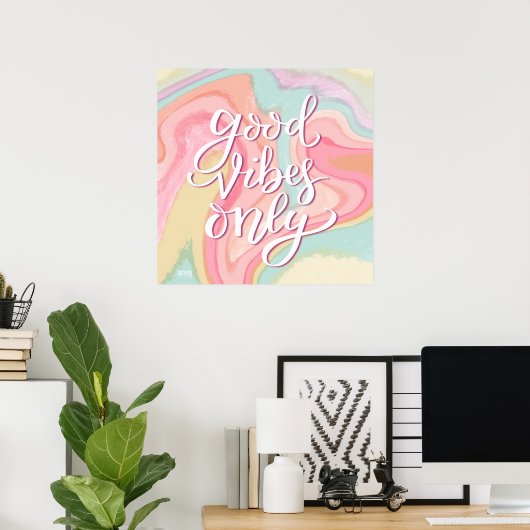 Poster Classe Good Vibes uniquement Pastel Inspirivity (Bureau à domicile)