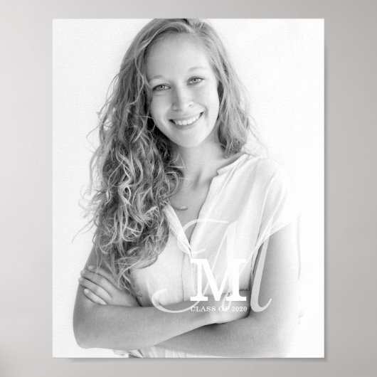 Poster Classe Monogramme Année Diplôme photo personnalisé (Devant)