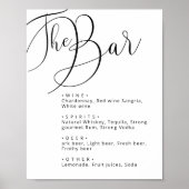 Poster Classé noir blanc Calligraphie mariage menu (Devant)
