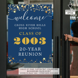 Poster Classe Réunion Année Bienvenue Black Gold Stars
