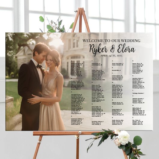 Poster Classement alphabétique élégant du mariage photo