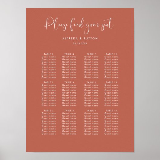 Poster Classement élégant et moderne en argile rouge mari (Devant)