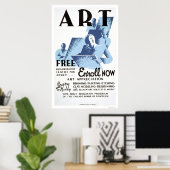 Poster Classes d'art gratuites 1936 WPA (Bureau à domicile)