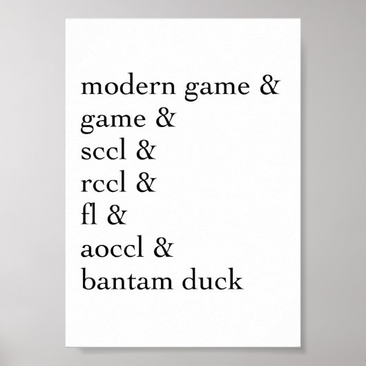 Poster Classes de volaille Bantam pour l'exposition (Devant)
