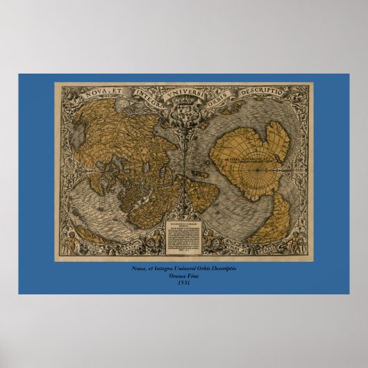 Poster Classic 1531 Carte du monde antique par Oronce Fin (Devant)