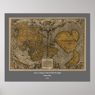 Poster Classic 1531 Carte du monde antique par Oronce Fin