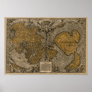 Poster Classic 1531 Carte du monde antique par Oronce Fin