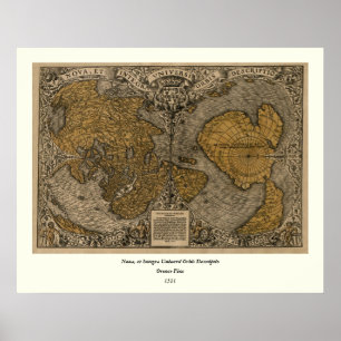 Poster Classic 1531 Carte du monde antique par Oronce Fin