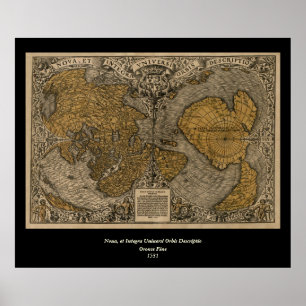 Poster Classic 1531 Carte du monde antique par Oronce Fin
