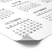 Poster Classic Black and White 2025 Simple Basic Calendar (Coin)