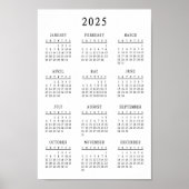 Poster Classic Black and White 2025 Simple Basic Calendar (Devant)