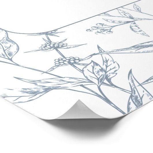 Poster Classic bleu fleurs mariage (Coin)