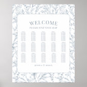 Poster Classic bleu fleurs mariage (Devant)