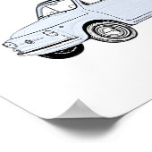 Poster Classic Blue Fiat 500 Style Crayon (Coin)