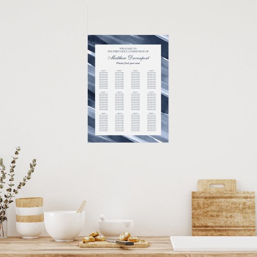 Poster Classic Blue moderne Seating Chart (Cuisine)