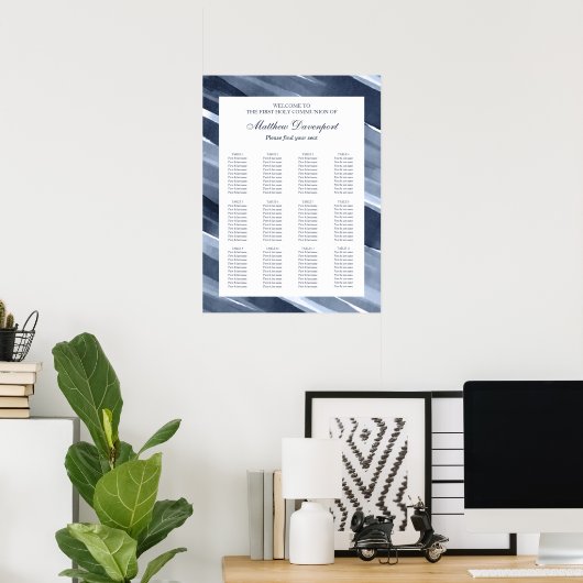 Poster Classic Blue moderne Seating Chart (Bureau à domicile)