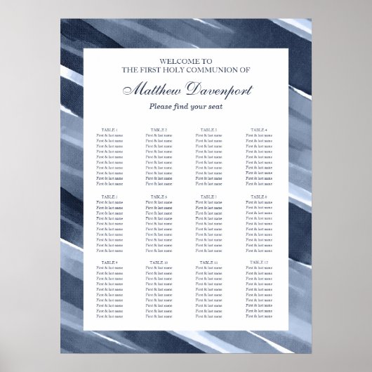 Poster Classic Blue moderne Seating Chart (Devant)