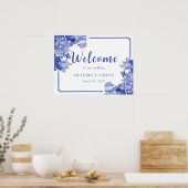 Poster Classic Blue & White Chinoiserie Mariage Bienvenue (Cuisine)