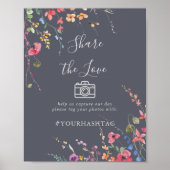 Poster Classic Blue Wild Partagez le hashtag Love (Devant)