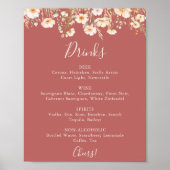 Poster Classic Blush Fleur sauvage Mariage Boissons Menu (Devant)