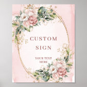Poster Classic Bohemian Light Pink Flowers Custom Sign (Devant)