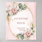 Poster Classic Boho Rose Gold Eucalyptus Custom Sign (Devant)