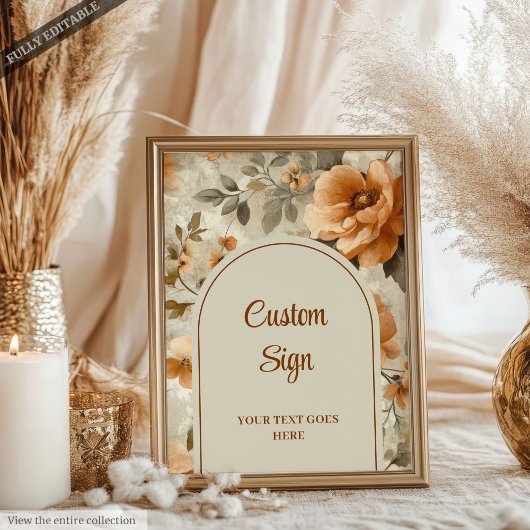 Poster Classic Boho Terra Cotta Ivory Sage Floral Custom