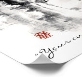 Poster Classic chinois oriental sumi-e rose scène de mont (Coin)