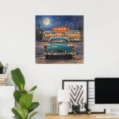 Poster Classic Diner - Pastel Impressionism Paint Style (Bureau à domicile)