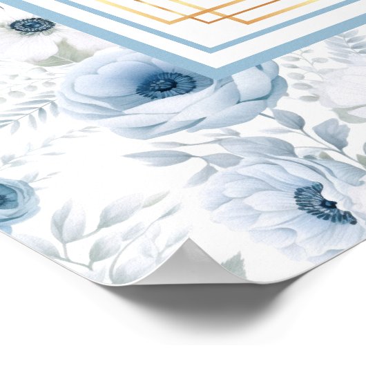 Poster Classic Dusty Bleu Boho Parties scintillant Or Tab (Coin)