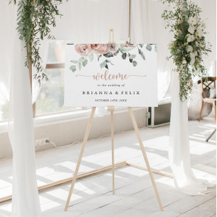 Poster Classic Dusty Pink Rose Floral Wedding Welcome