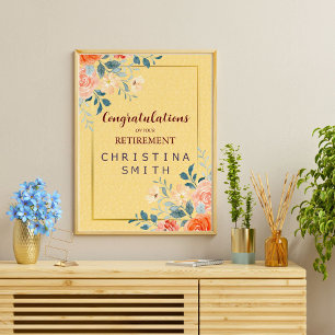 Poster Classic Elegant Floral Aquarelle Parti de retraite