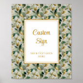 Poster Classic Forest Green Gold Feuille Mariage personna (Devant)