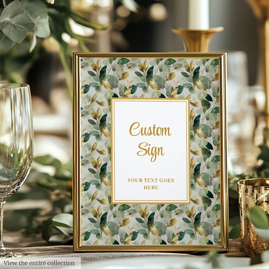 Poster Classic Forest Green Gold Feuille Mariage personna