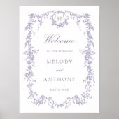 Poster Classic French Lavender Floral Wedding Welcome (Devant)