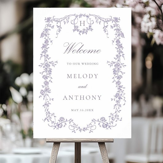 Poster Classic French Lavender Floral Wedding Welcome