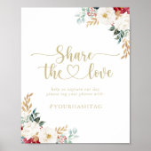 Poster Classic Gold Floral Partagez l'amour Hashtag (Devant)