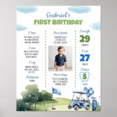 Poster Classic Golf Thème Garçon 1er Anniversaire Jalon (Devant)