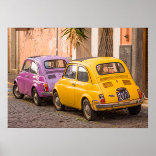 Poster Classic italien Fiat 500 voitures à Rome Italie